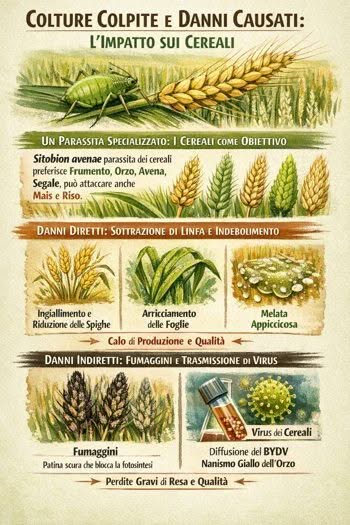 colture e danni da afide del frumento infografica