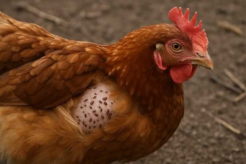 foto di pulci sulla gallina