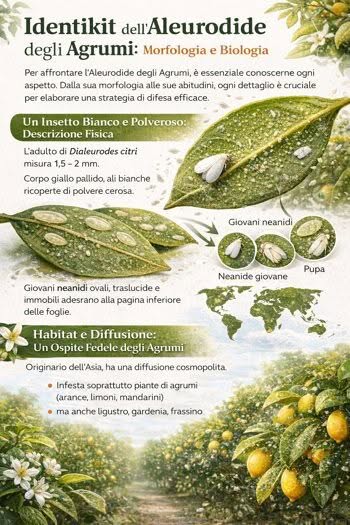 infografica identikit aleurodide degli agrumi