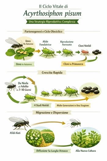 strategia per controllare gli afidi dei piselli infografica